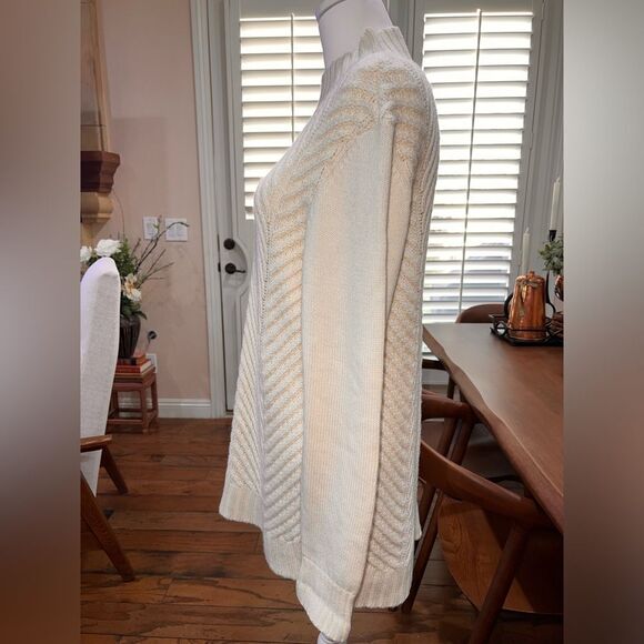 Women’s Nurture Chunky Knit Ivory Sweater Wool Blend Fisherman Cable Knit XL - Picture 4 of 9